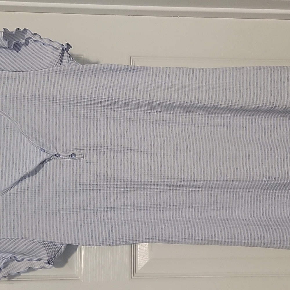 Laura Ashley Light Blue Striped Sleep Dress